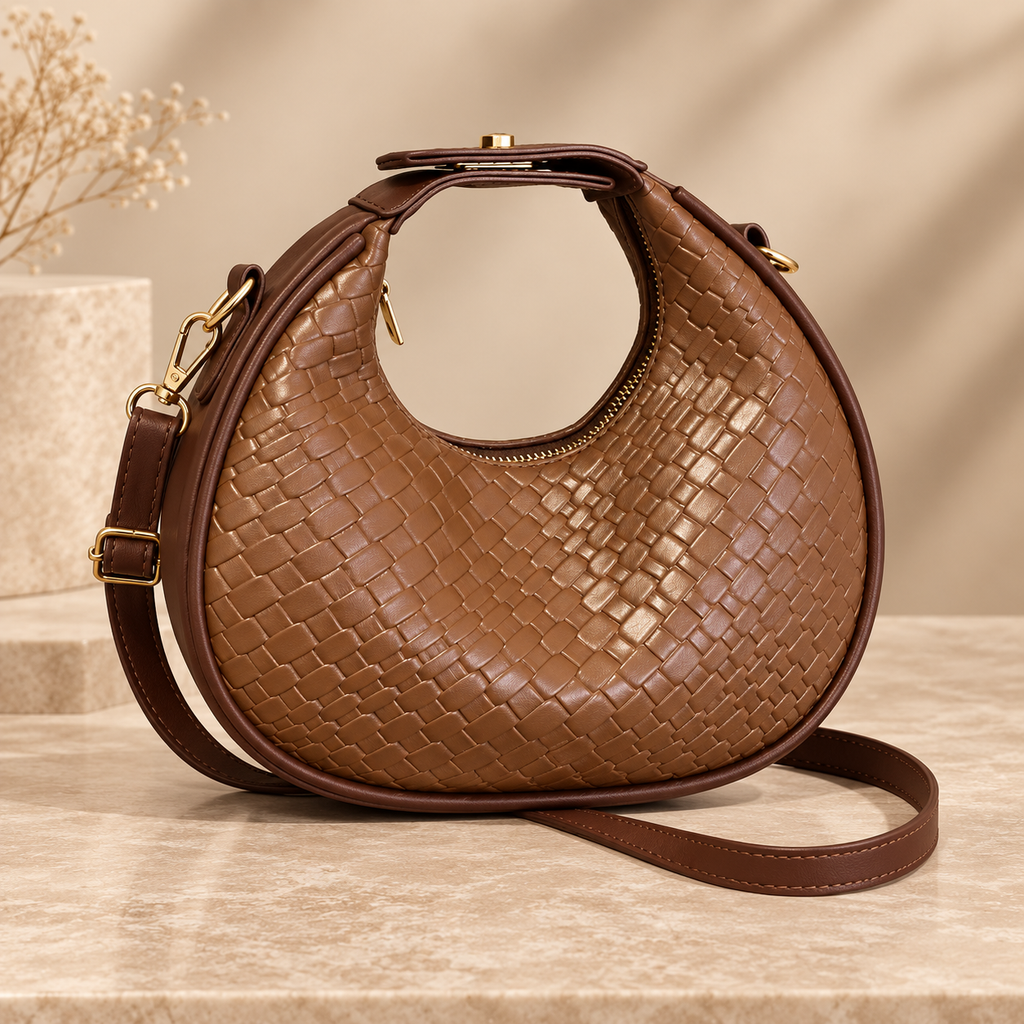 Alessia Textured Crescent Handbag