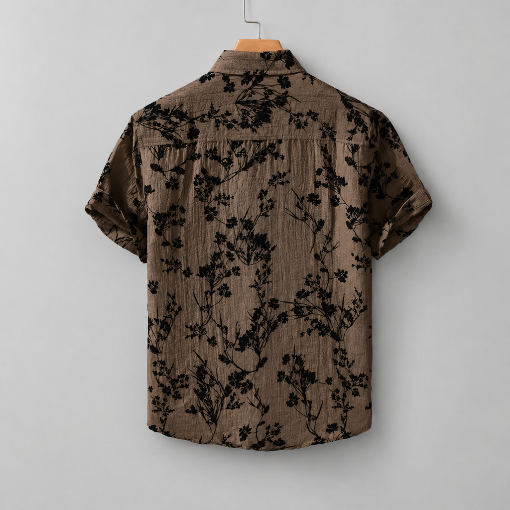 Julian Botanical Print Short Sleeve Button