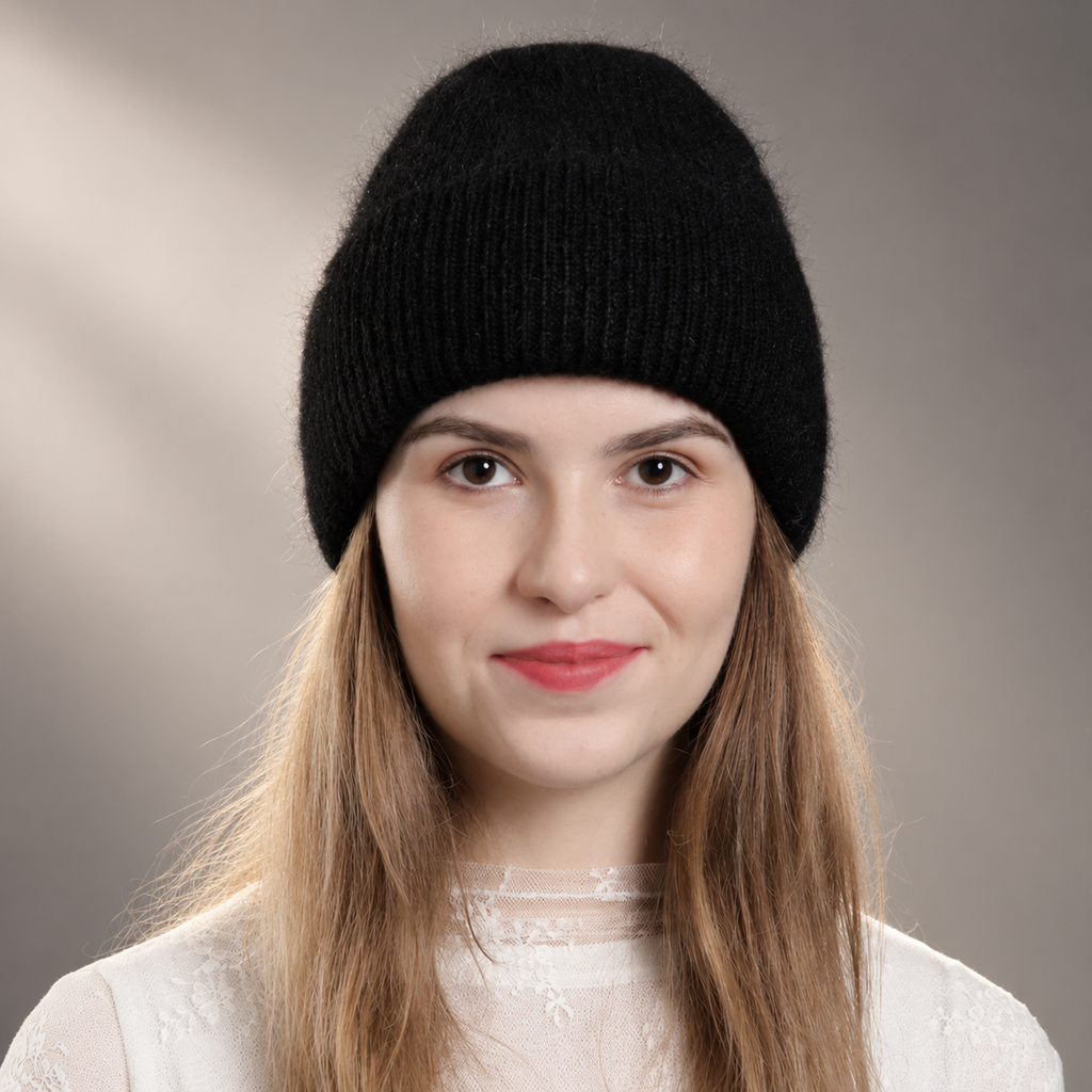 Elodie Fuzzy Knit Cuffed Beanie – Soft Ribbed Winter Hat