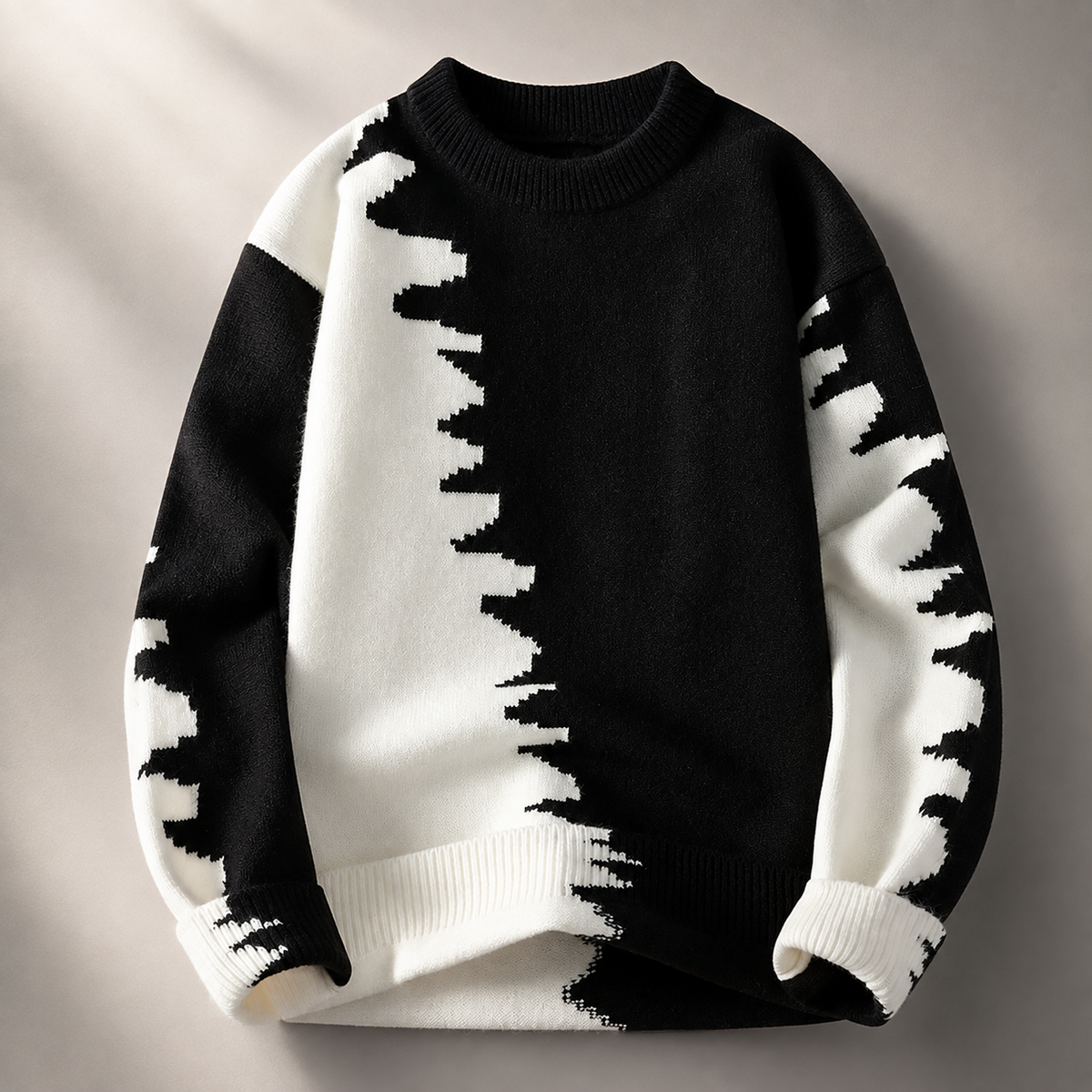 Alistair Abstract Color Block Crewneck Knit Sweater