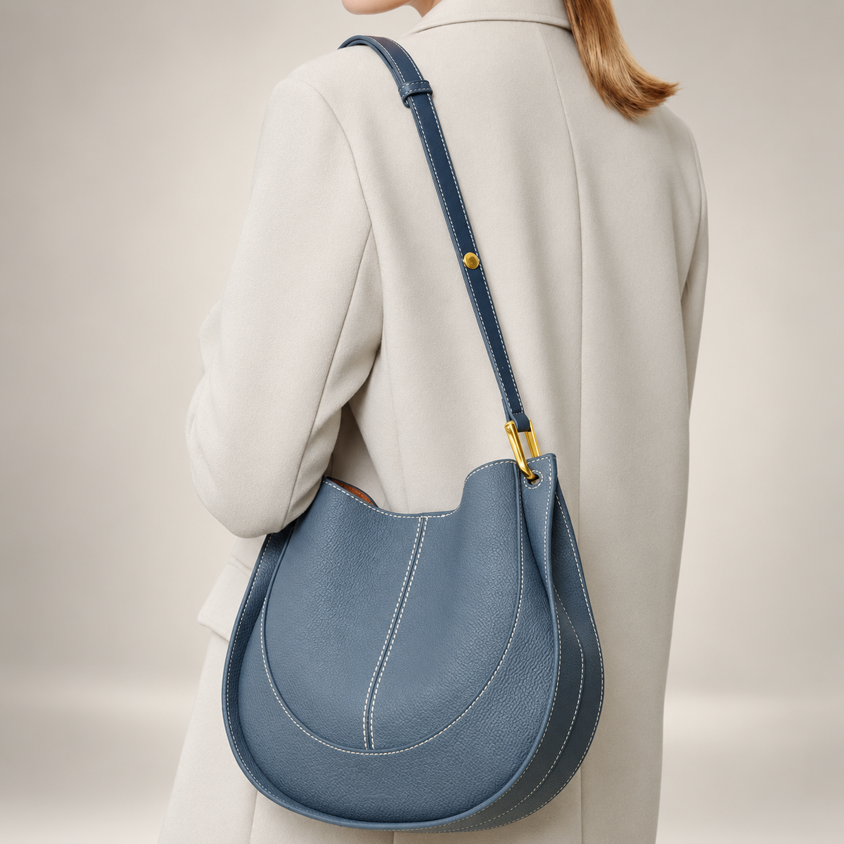 Genevieve Women’s Pebbled Crescent Shoulder Bag – Curved Hobo Crossbody Handbag