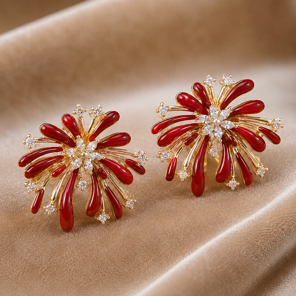 Charlotte Firework Floral Statement Earrings