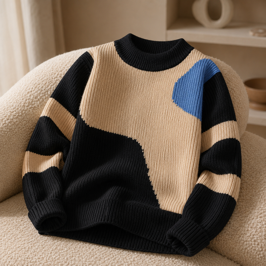 Wyatt Abstract Color-Block Knit Sweater