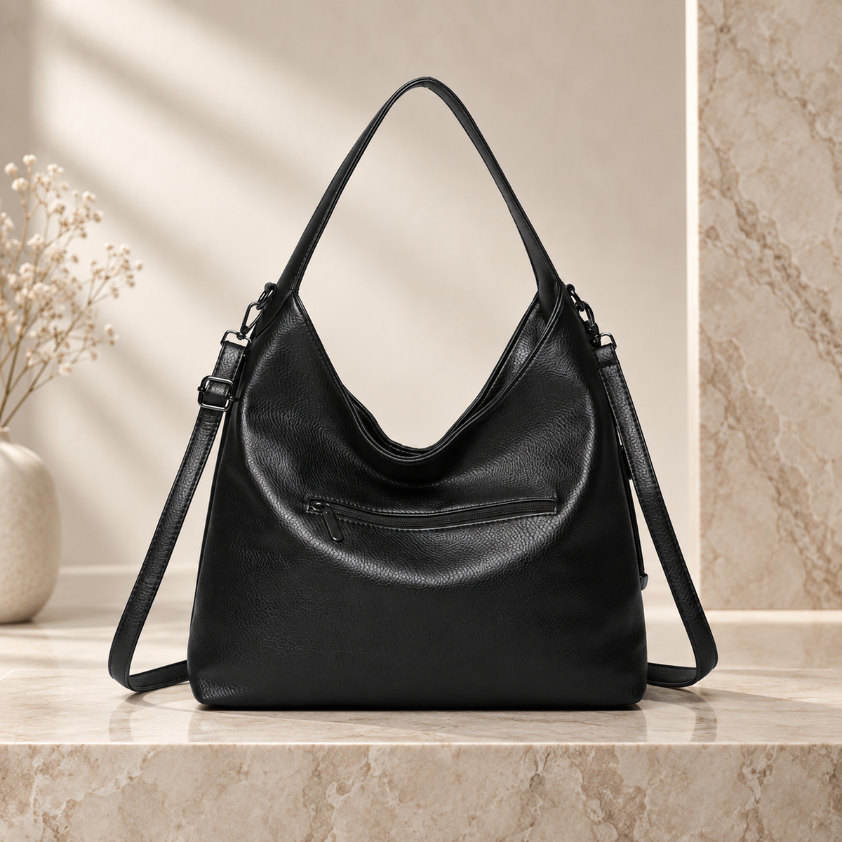 Bianca Women’s Hobo Shoulder Bag – Pebbled Crossbody Handbag with Adjustable Strap