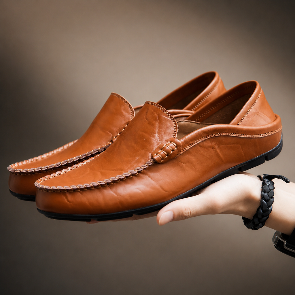 Nathan Men’s Genuine Leather Slip-On Loafers