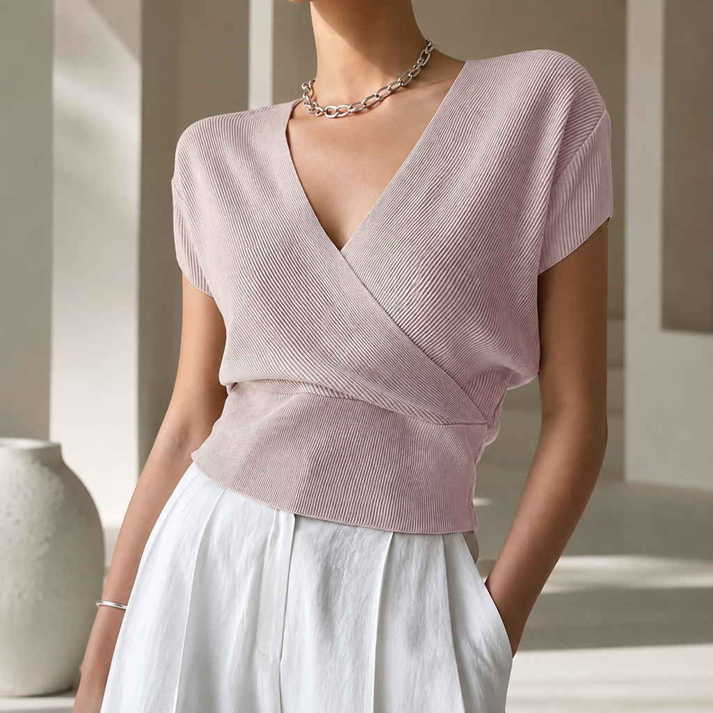 Colette Women's Ribbed Wrap Top