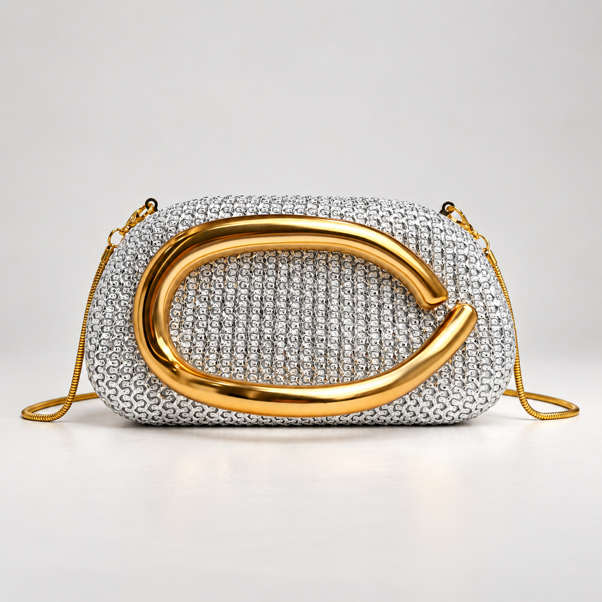 Isabella Textured Evening Clutch Bag with Gold-Tone Handle