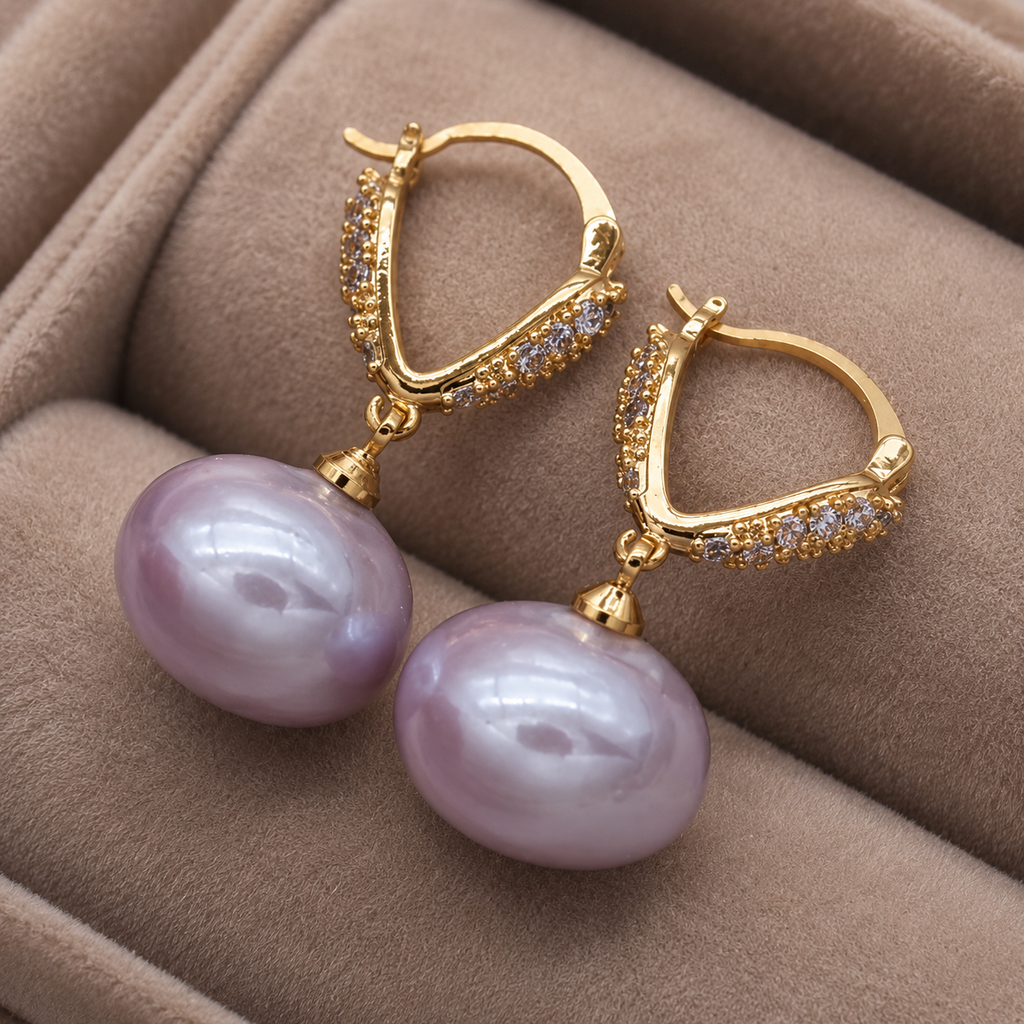 Brielle Pearl Drop Crystal Huggie Earrings