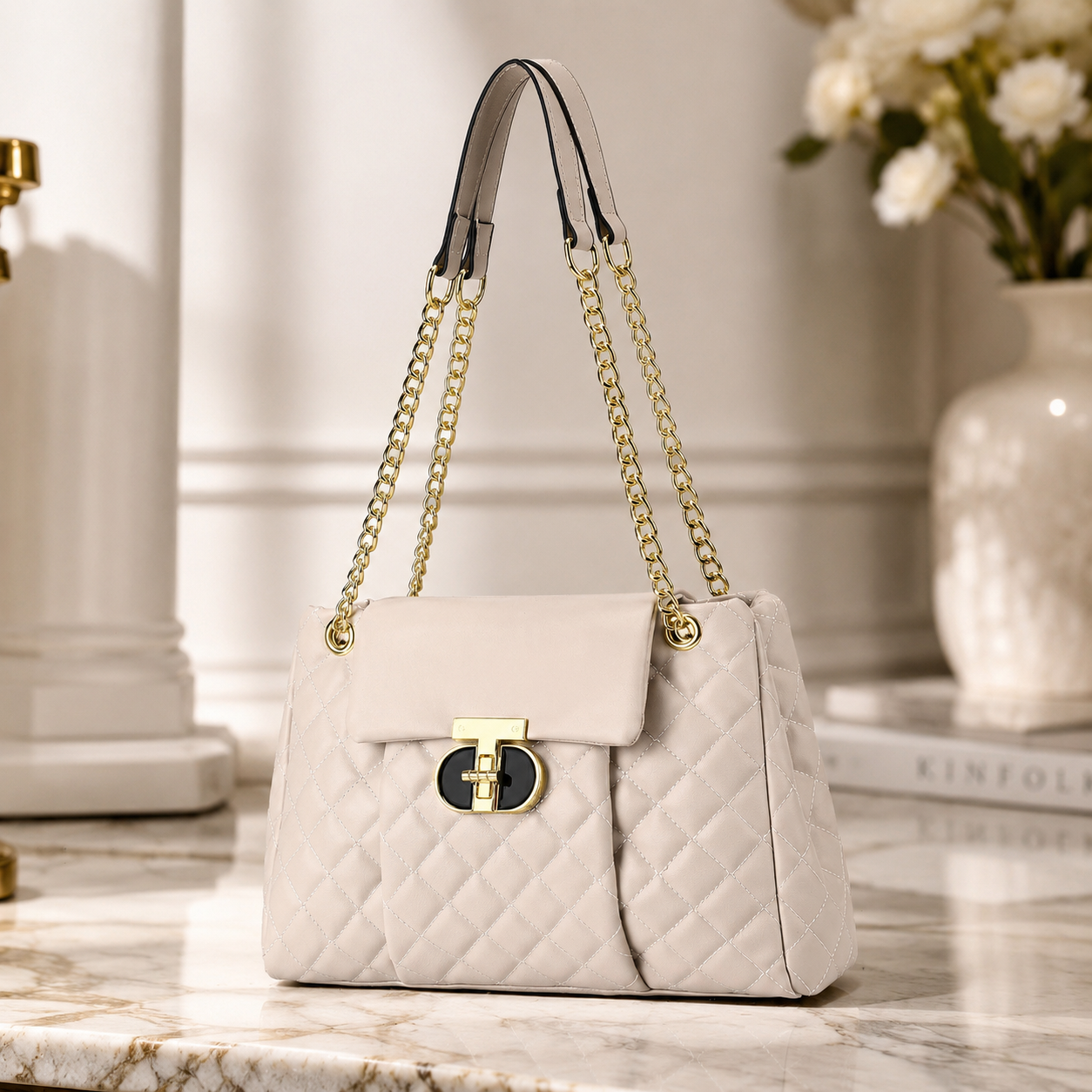 Vivienne Women’s Quilted Chain Handle Handbag