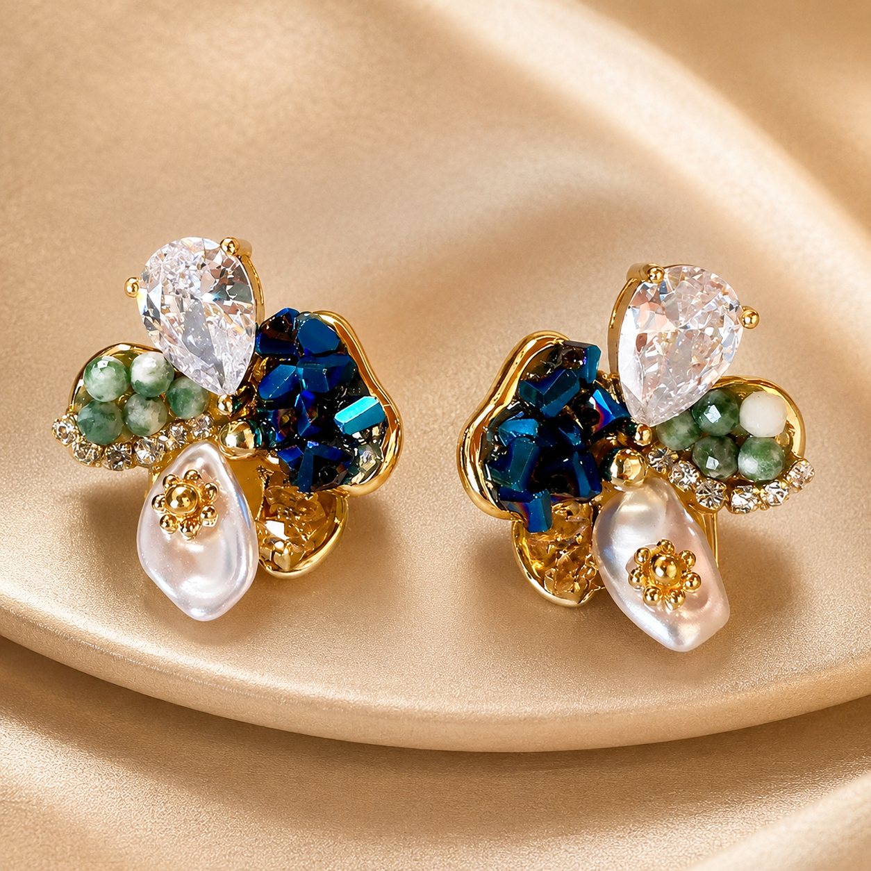 Addison Cluster Crystal Stud Earrings