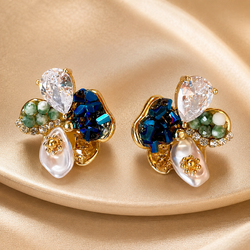 Addison Cluster Crystal Stud Earrings