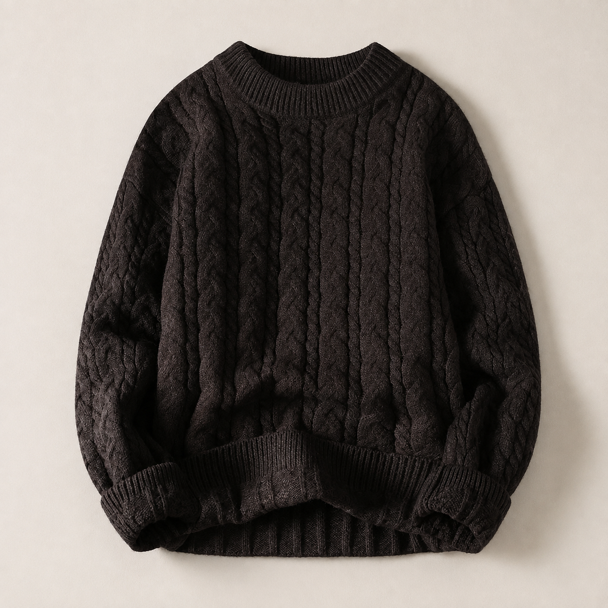 Graham Cable-Knit Crewneck Sweater