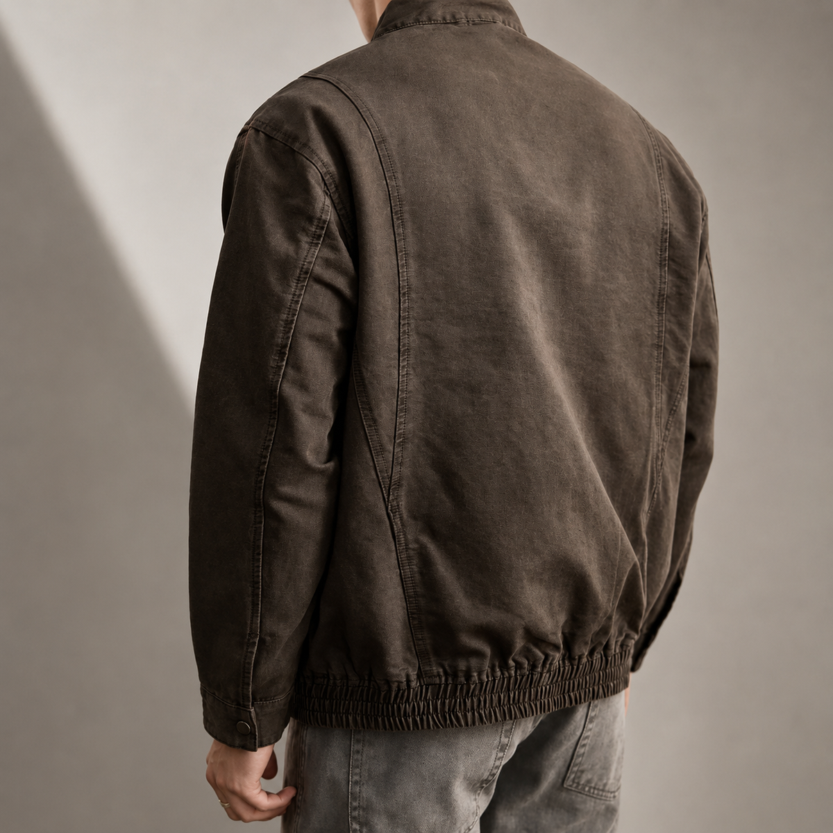 Sebastian Men’s Vintage Washed Cargo Jacket – Stand Collar Zip-Up Casual Utility Jacket