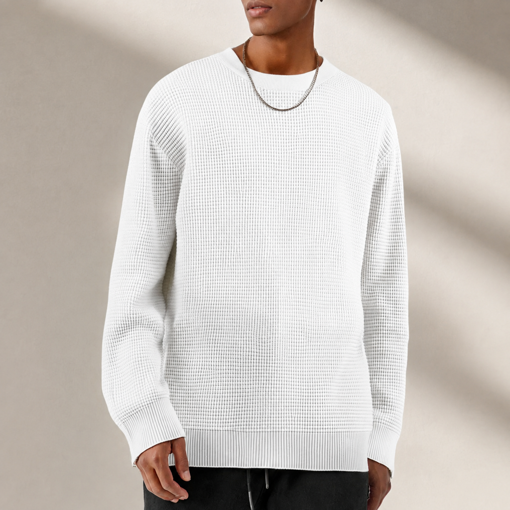 Adrian Men’s Textured Crew Neck Knit Sweater