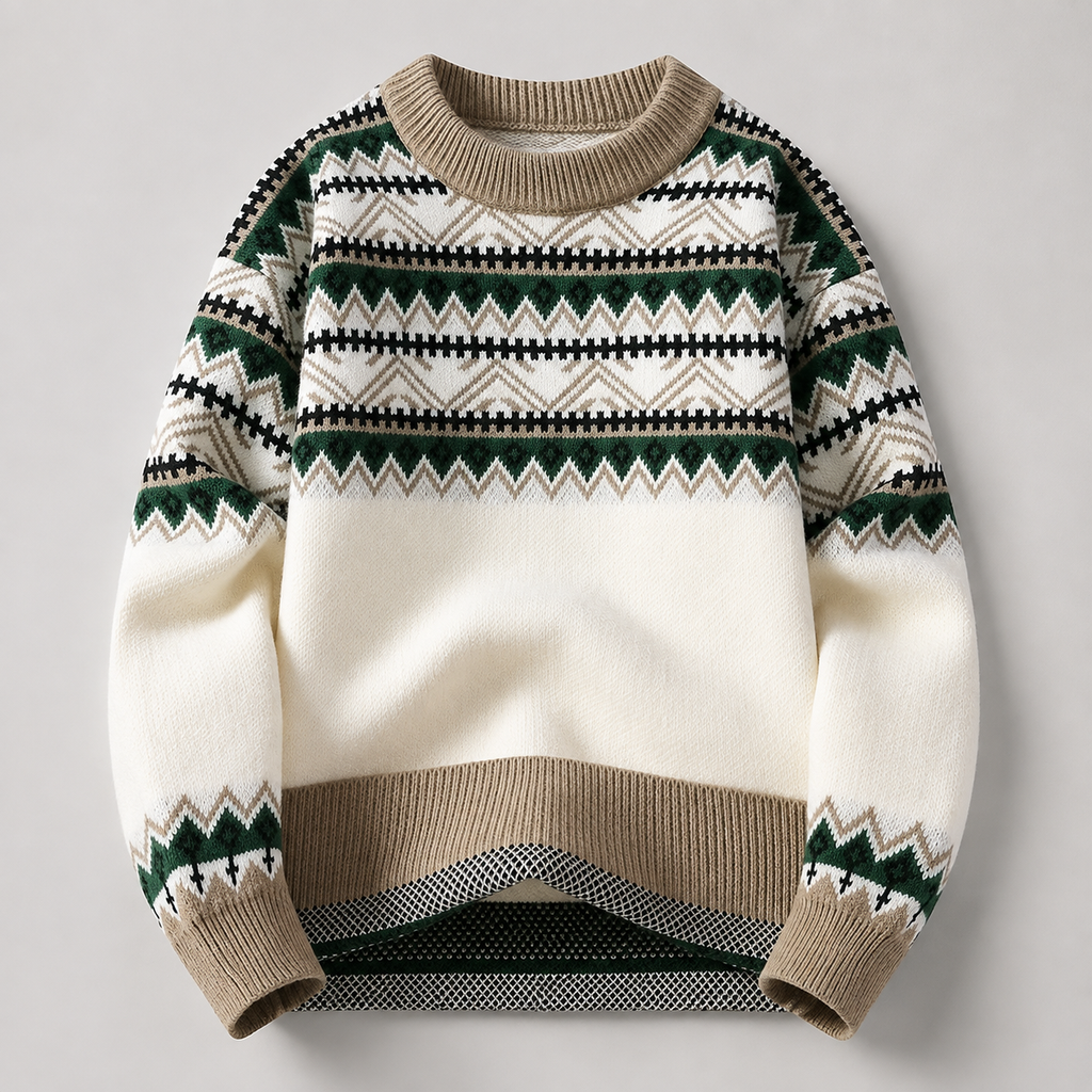 Thierry Geometric Knit Crewneck Sweater