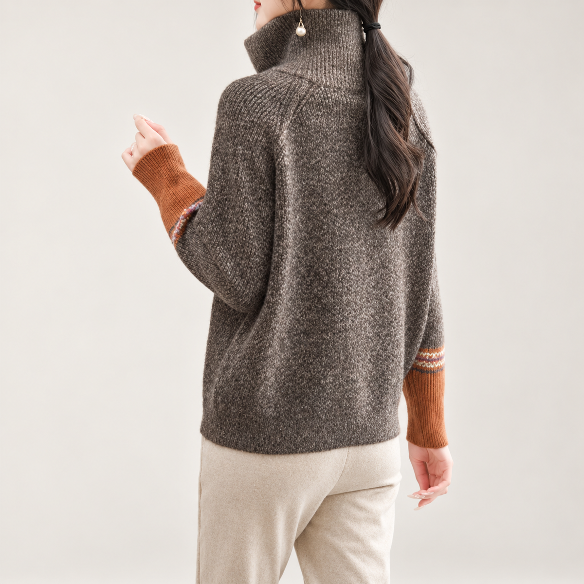 Margot Women's Colorblock Half-Zip Knit Sweater with Ribbed Collar