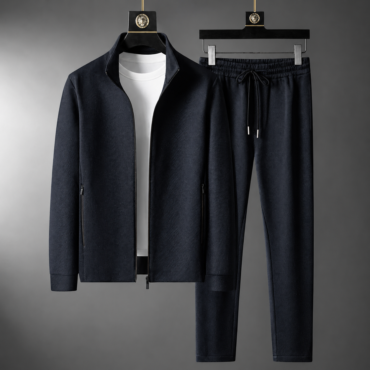 Carter Men’s Two-Piece Textured Tracksuit Set with Full-Zip Jacket