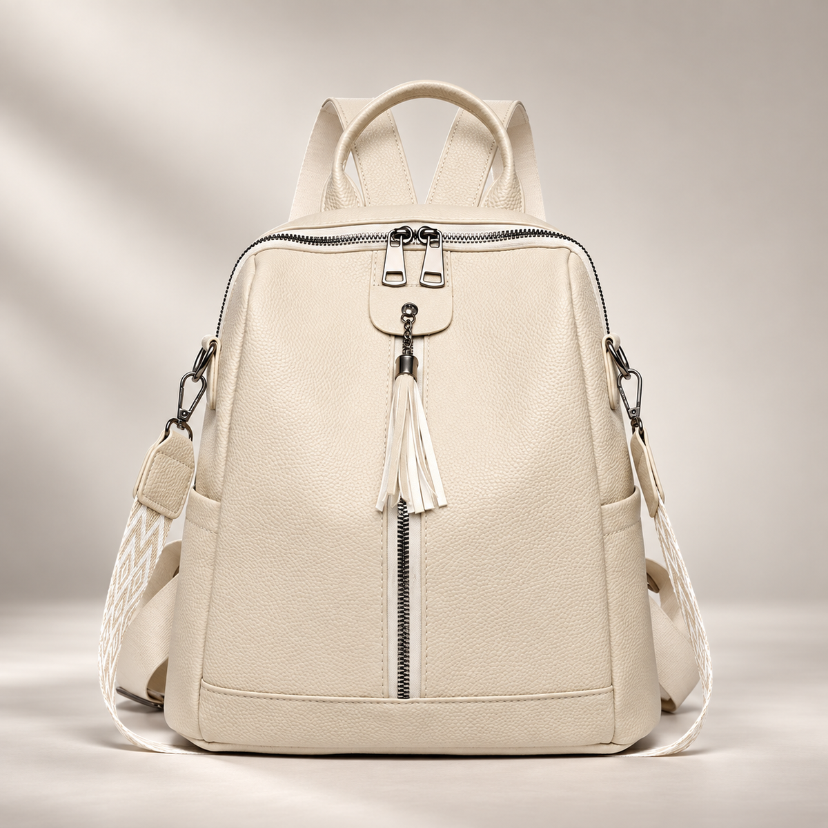 Beatrice Women’s Convertible Backpack Purse – Textured Shoulder Bag with Tassel Detail