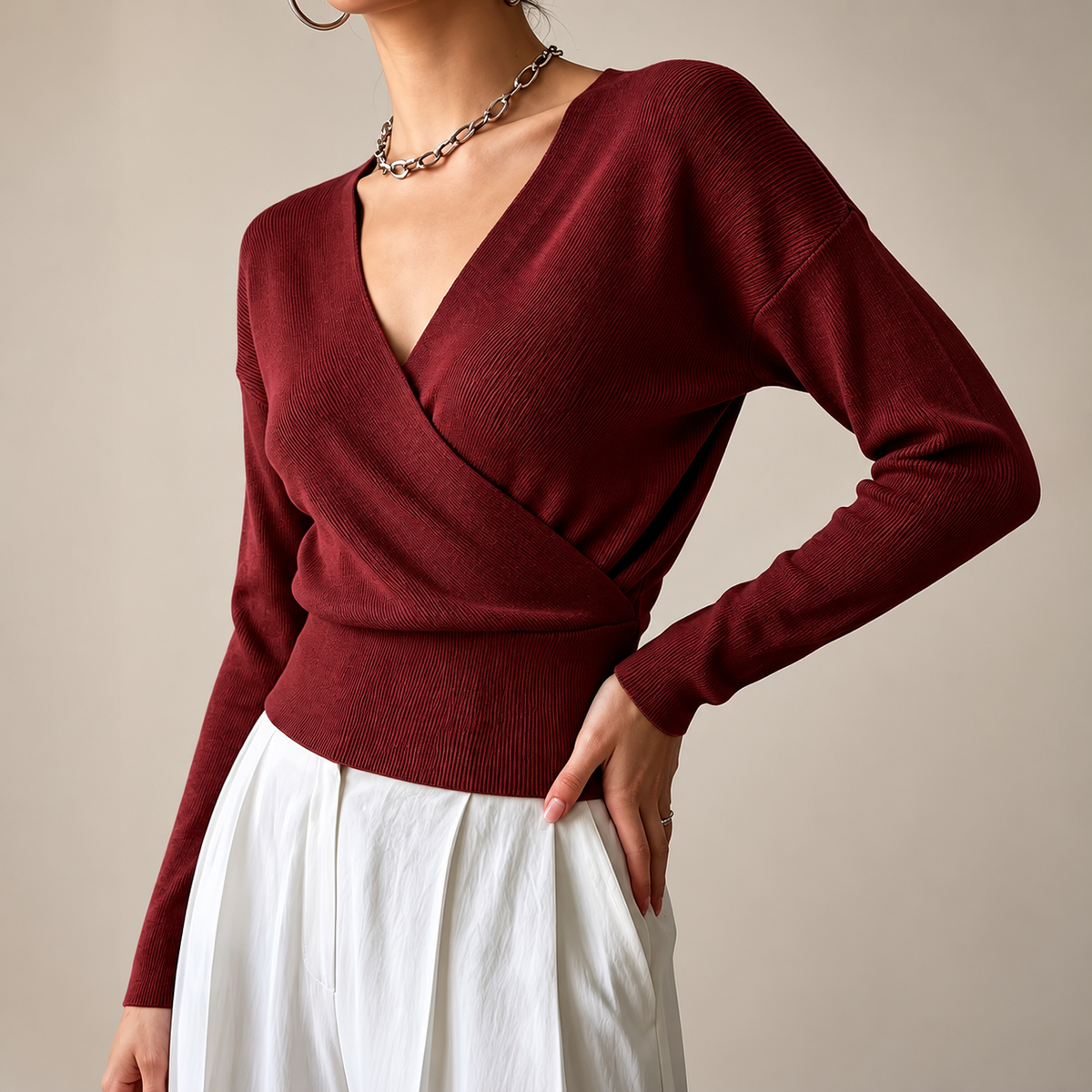 Marlow Women’s Wrap-Front V-Neck Sweater