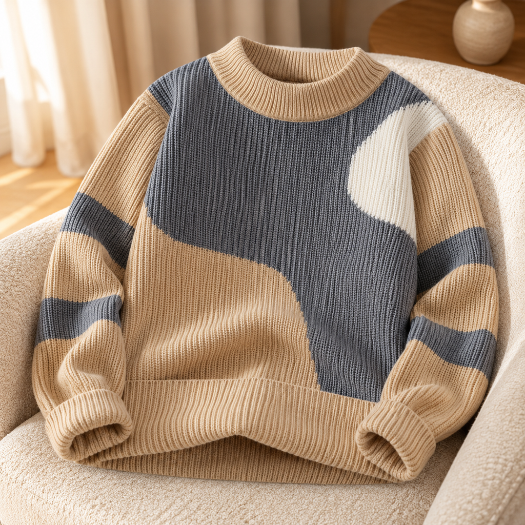Wyatt Abstract Color-Block Knit Sweater