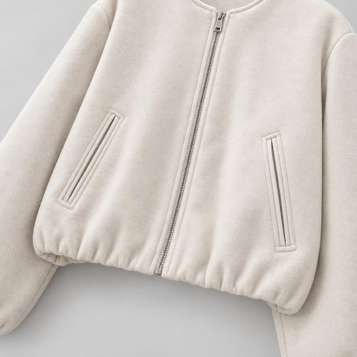 Beatrice Women's Round Neck Zip-Front Cropped Jacket