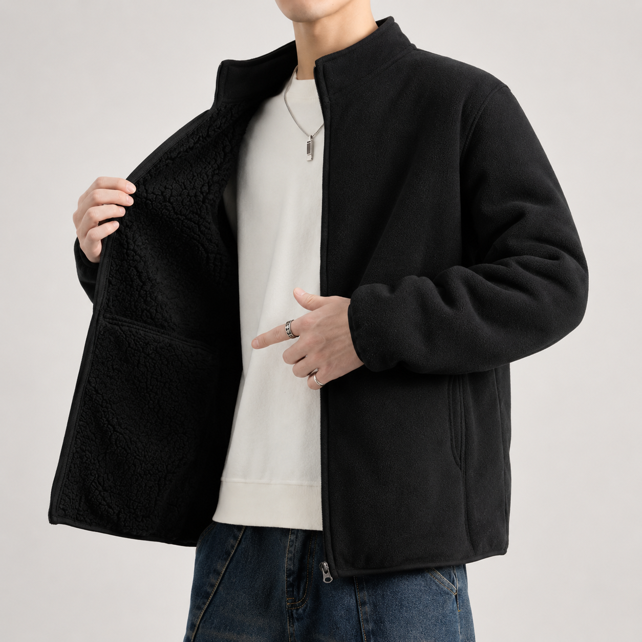 Ethan Men’s Sherpa-Lined Fleece Jacket