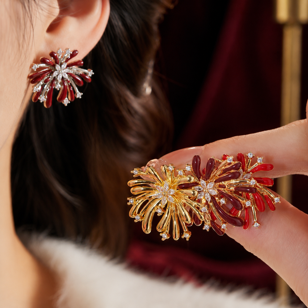 Charlotte Firework Floral Statement Earrings