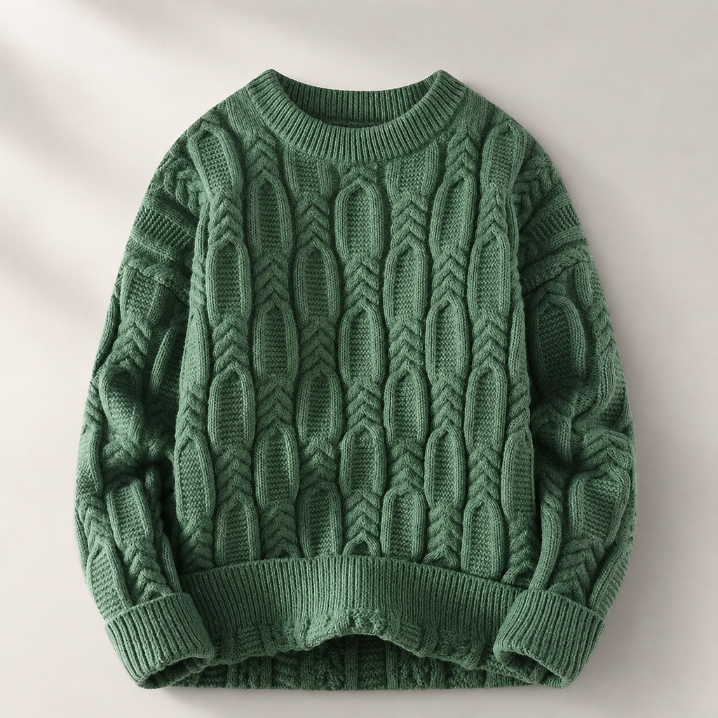 Dawson Cable-Knit Crewneck Sweater – Textured Long Sleeve Pullover
