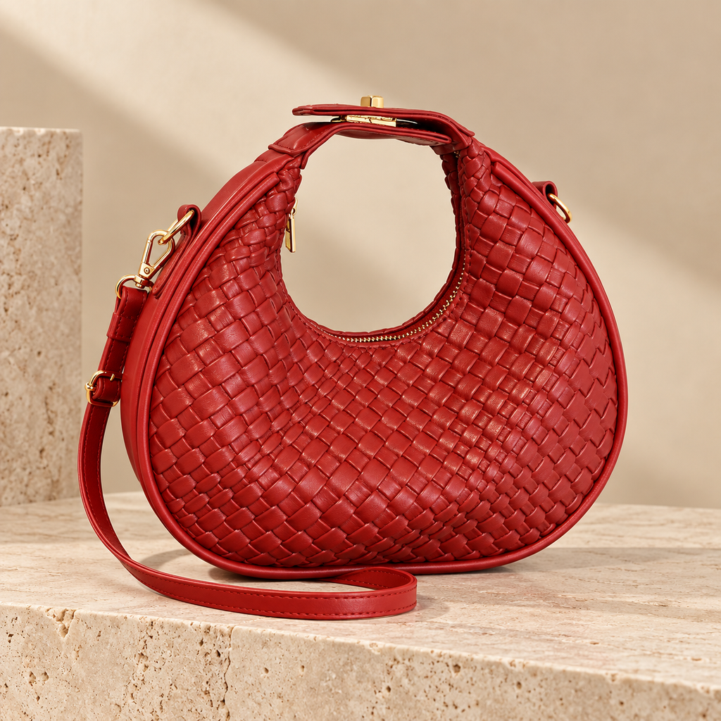 Alessia Textured Crescent Handbag