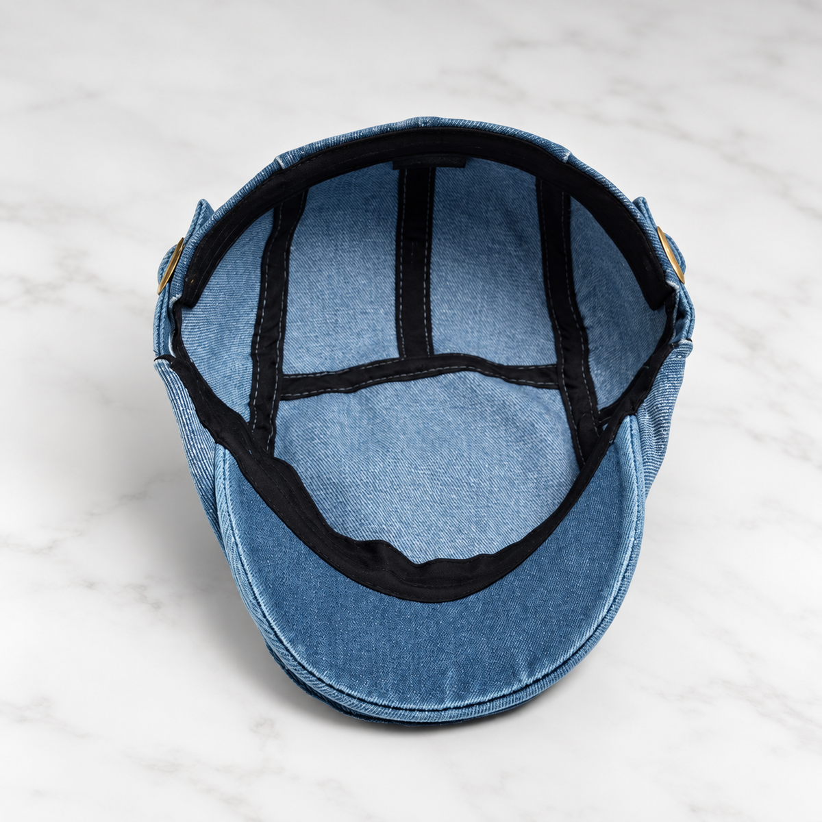 Arthur Denim Flat Cap with Adjustable Buckle