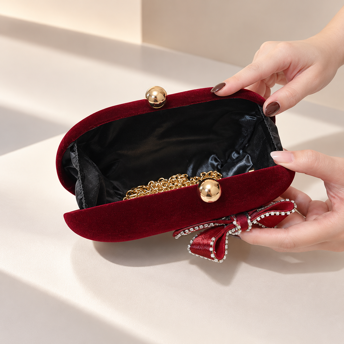 Valentina Velvet Bow Clutch Bag