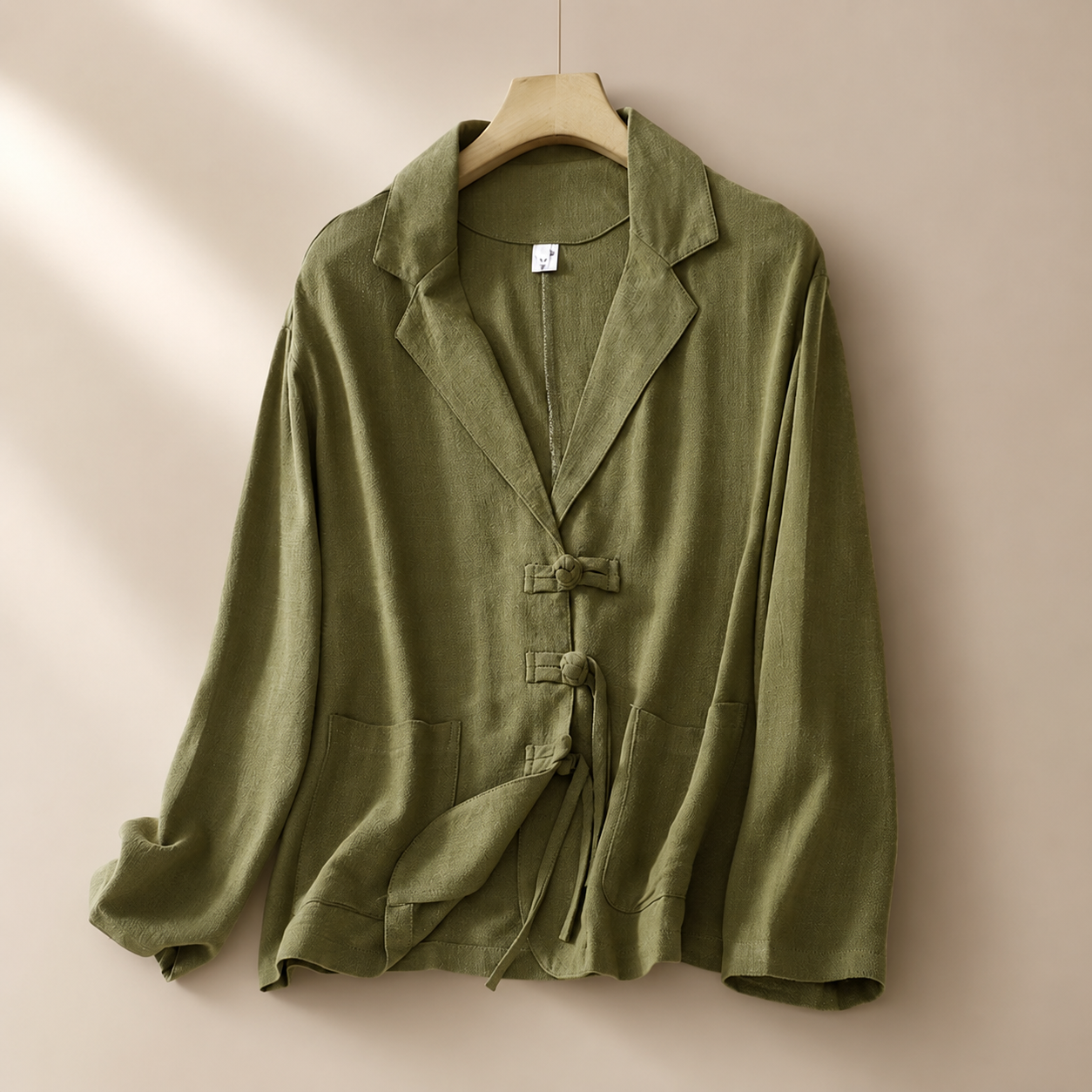 Nova Women’s Linen-Blend Tie-Front Blazer with Pockets