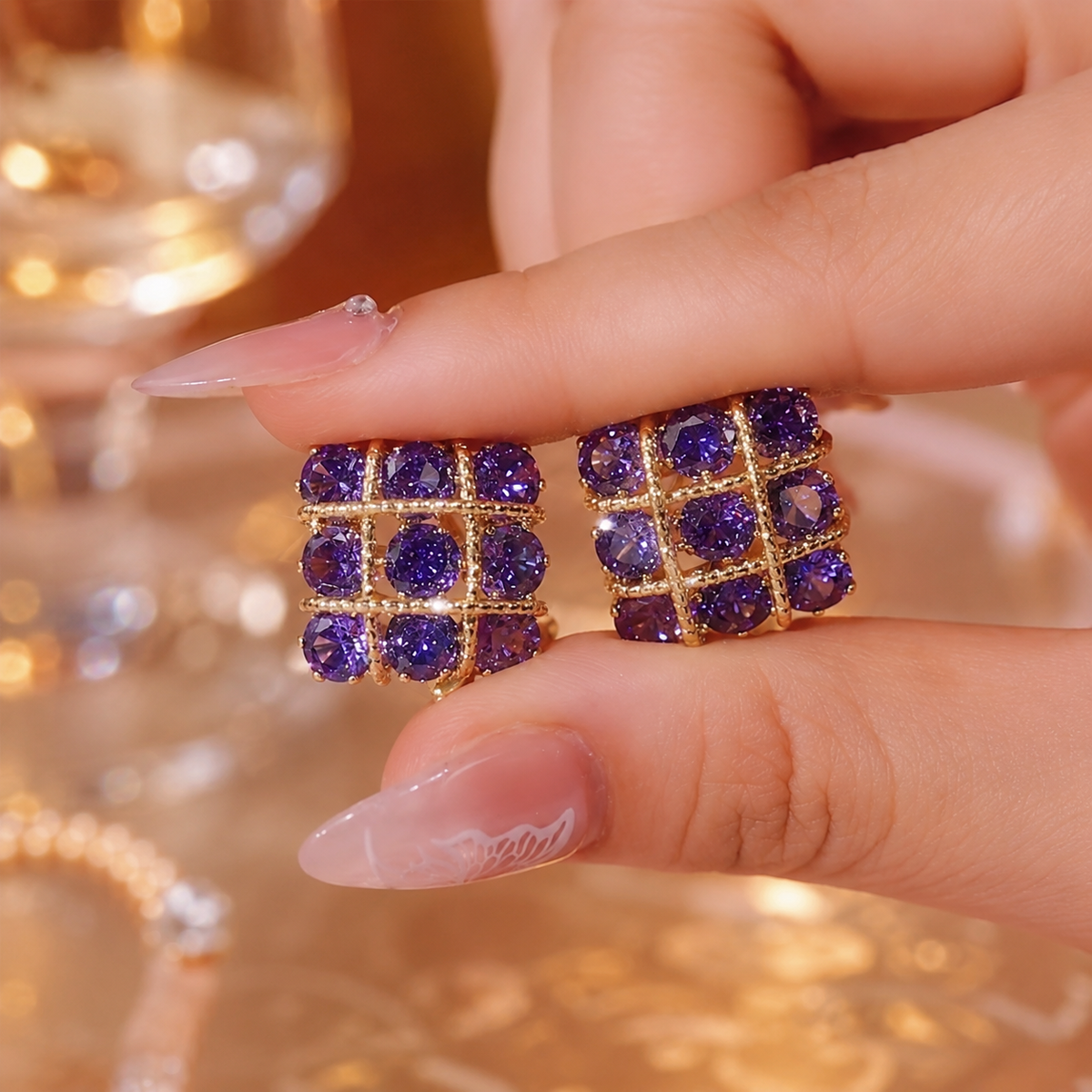 Vanessa Square Crystal Earrings