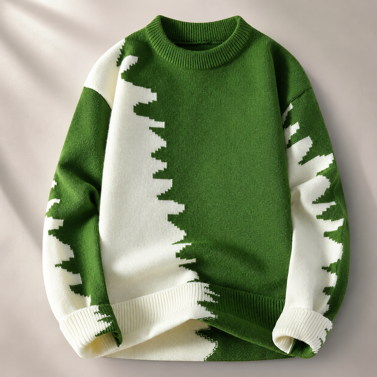 Alistair Abstract Color Block Crewneck Knit Sweater