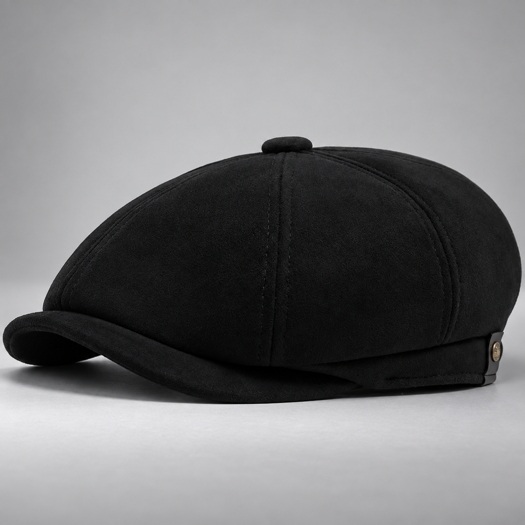 Edmund Suede-Look Newsboy Cap with Short Brim