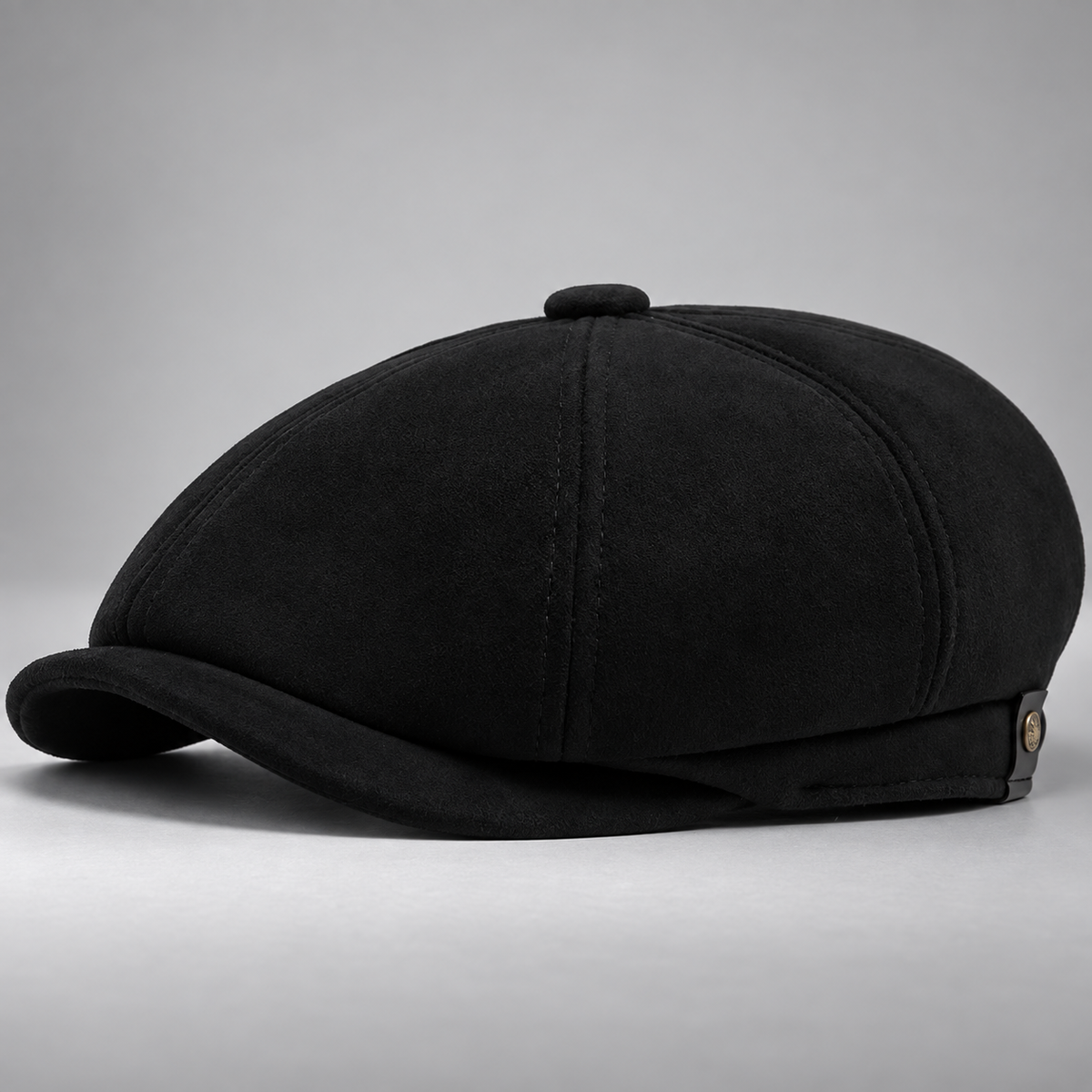 Edmund Suede-Look Newsboy Cap with Short Brim