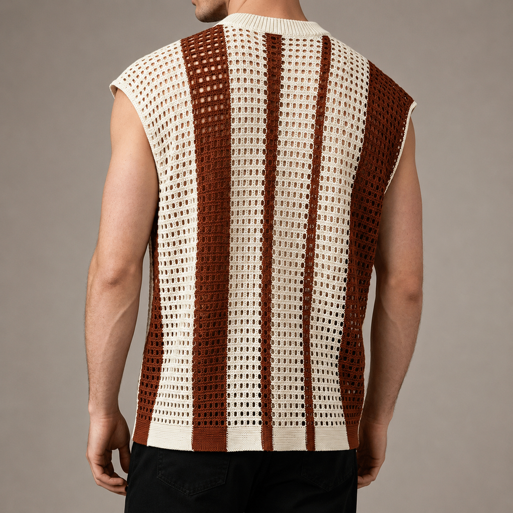 Nolan Men’s Open-Knit Striped Vest