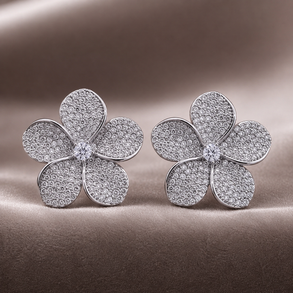 Madison Bloom Crystal Flower Stud Earrings