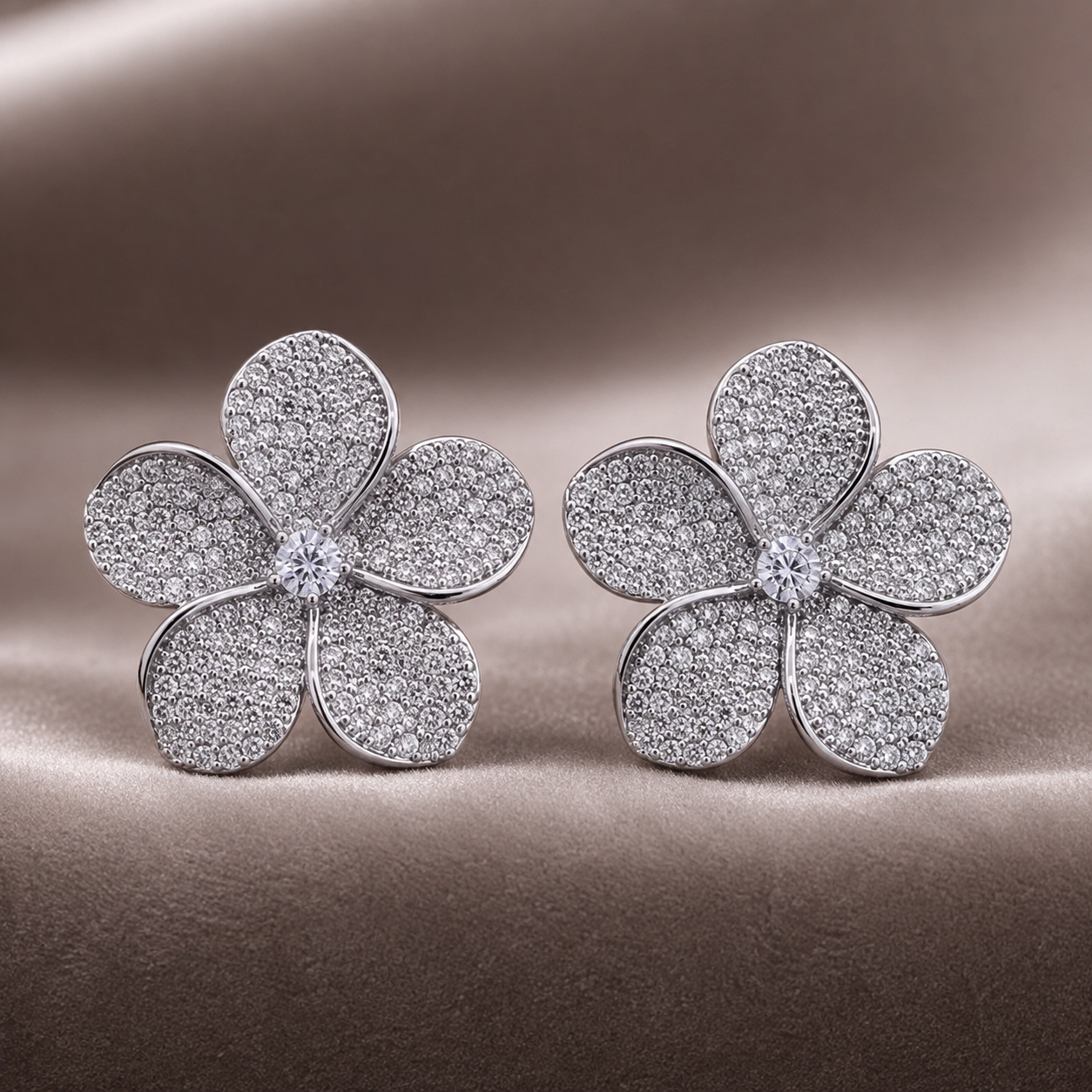 Madison Bloom Crystal Flower Stud Earrings