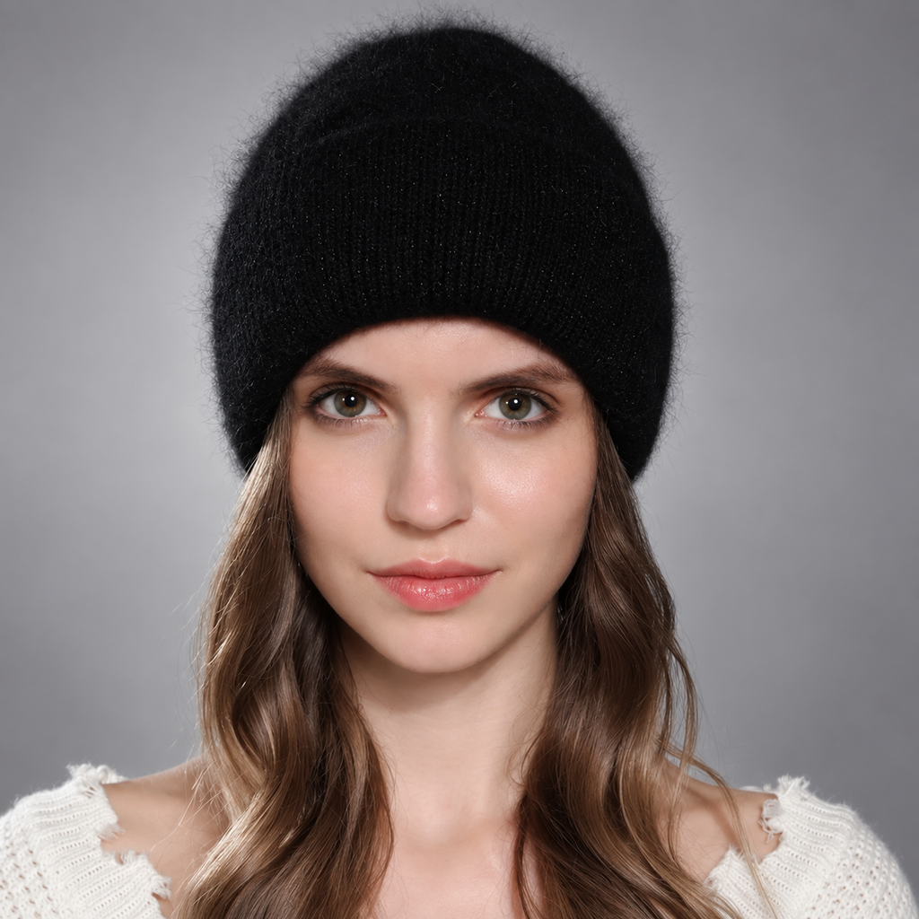 Fiona Women’s Fuzzy Knit Beanie – Soft Ribbed Winter Hat