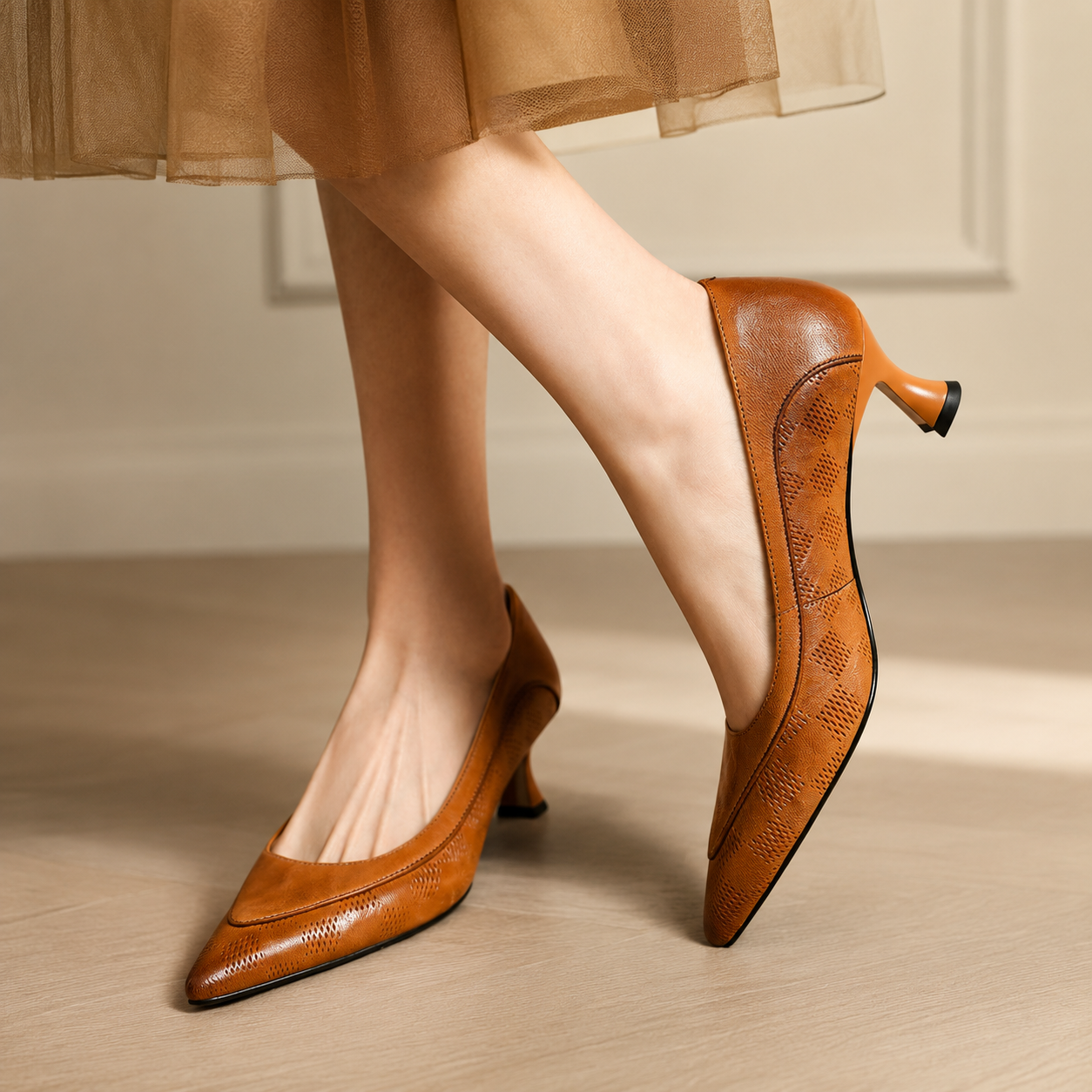 Whitney Women’s Genuine Leather Pointed-Toe Pumps