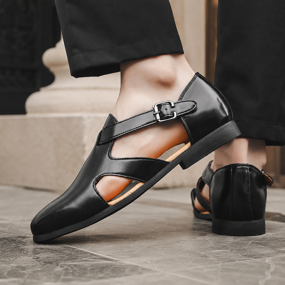 Logan Genuine Leather Closed-Toe Sandals