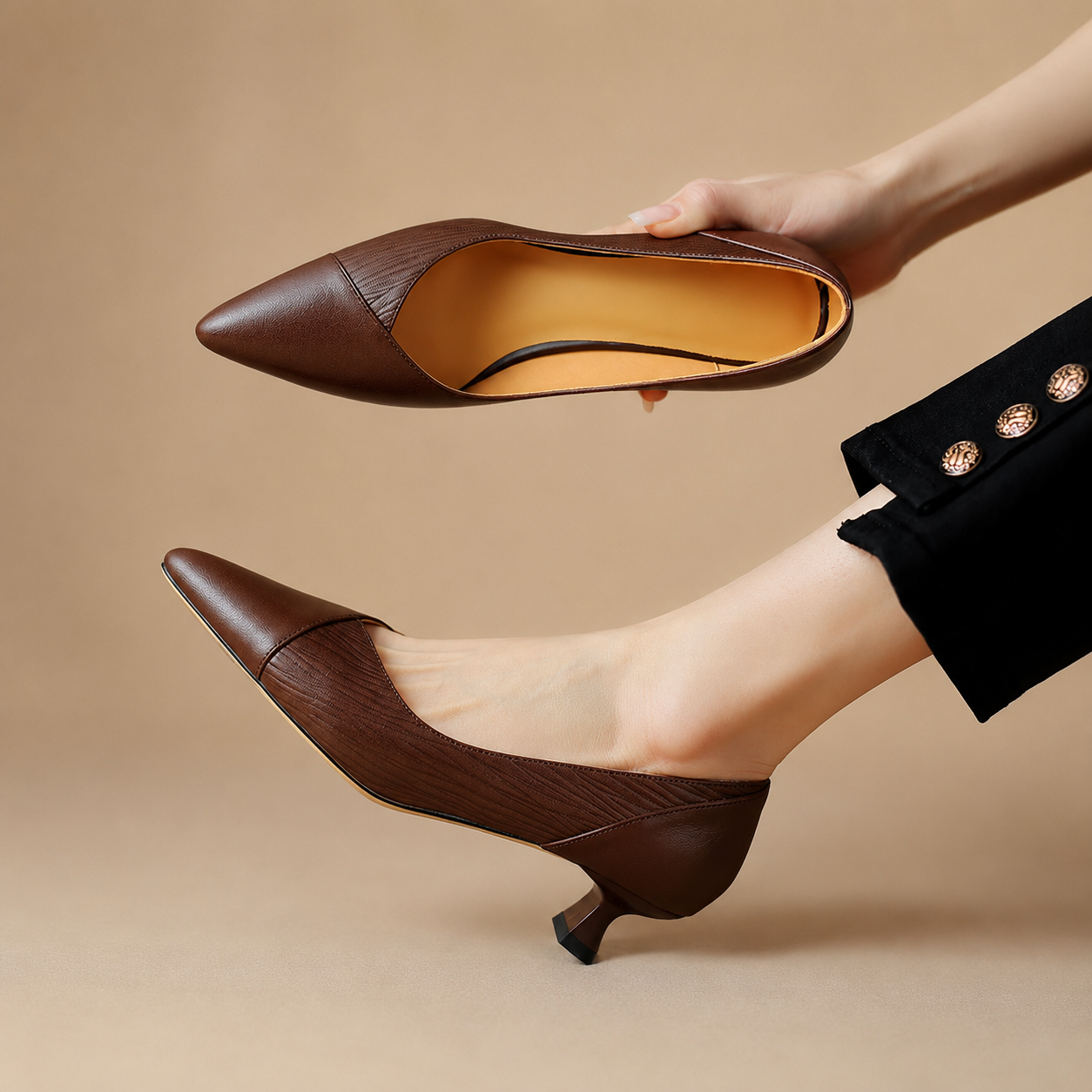 Camden Women’s Genuine Leather Pointed-Toe Pumps