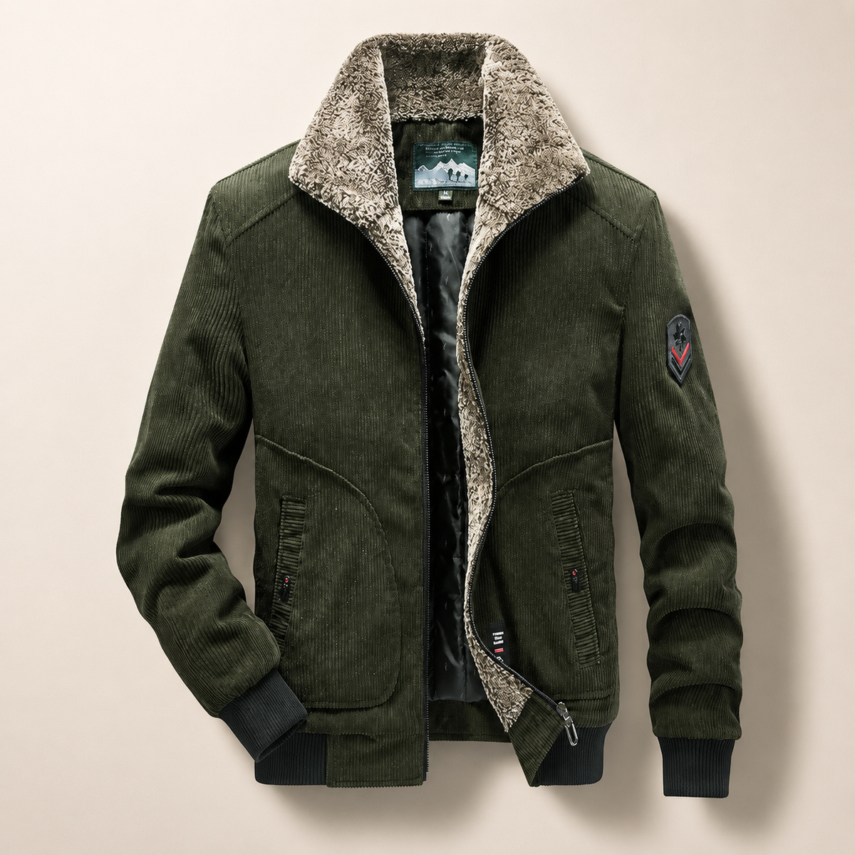 Vincent Fleece-Collar Textured Zip Jacket