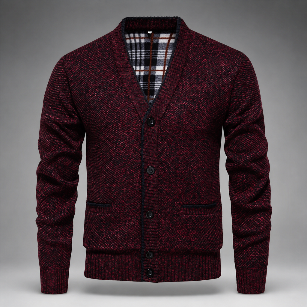 Lorenzo Textured Knit Cardigan – Button-Front V-Neck Sweater