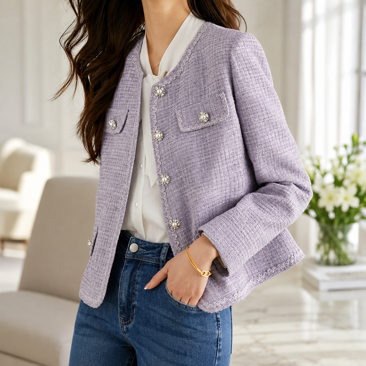 Margaux Women’s Textured Tweed Jacket