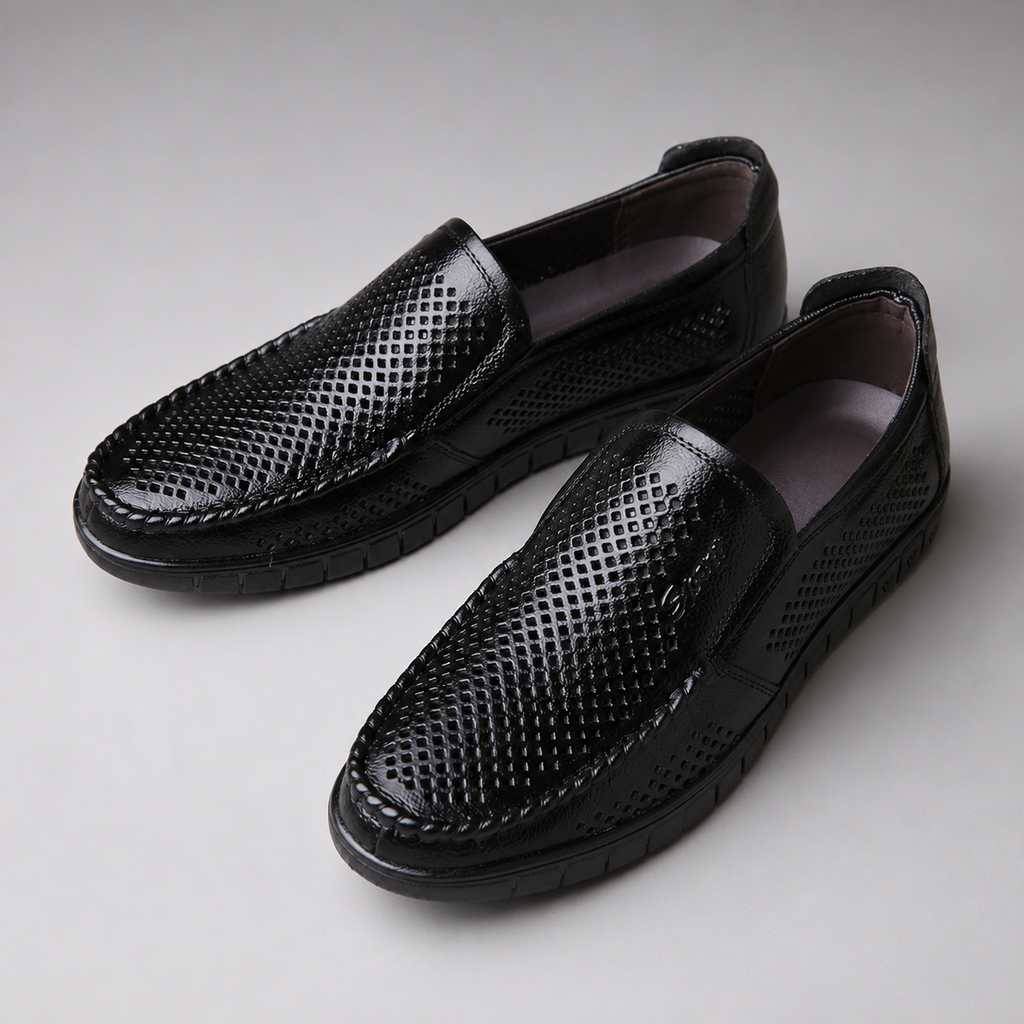 Bennett Men’s Genuine Leather Perforated Slip-On Loafers