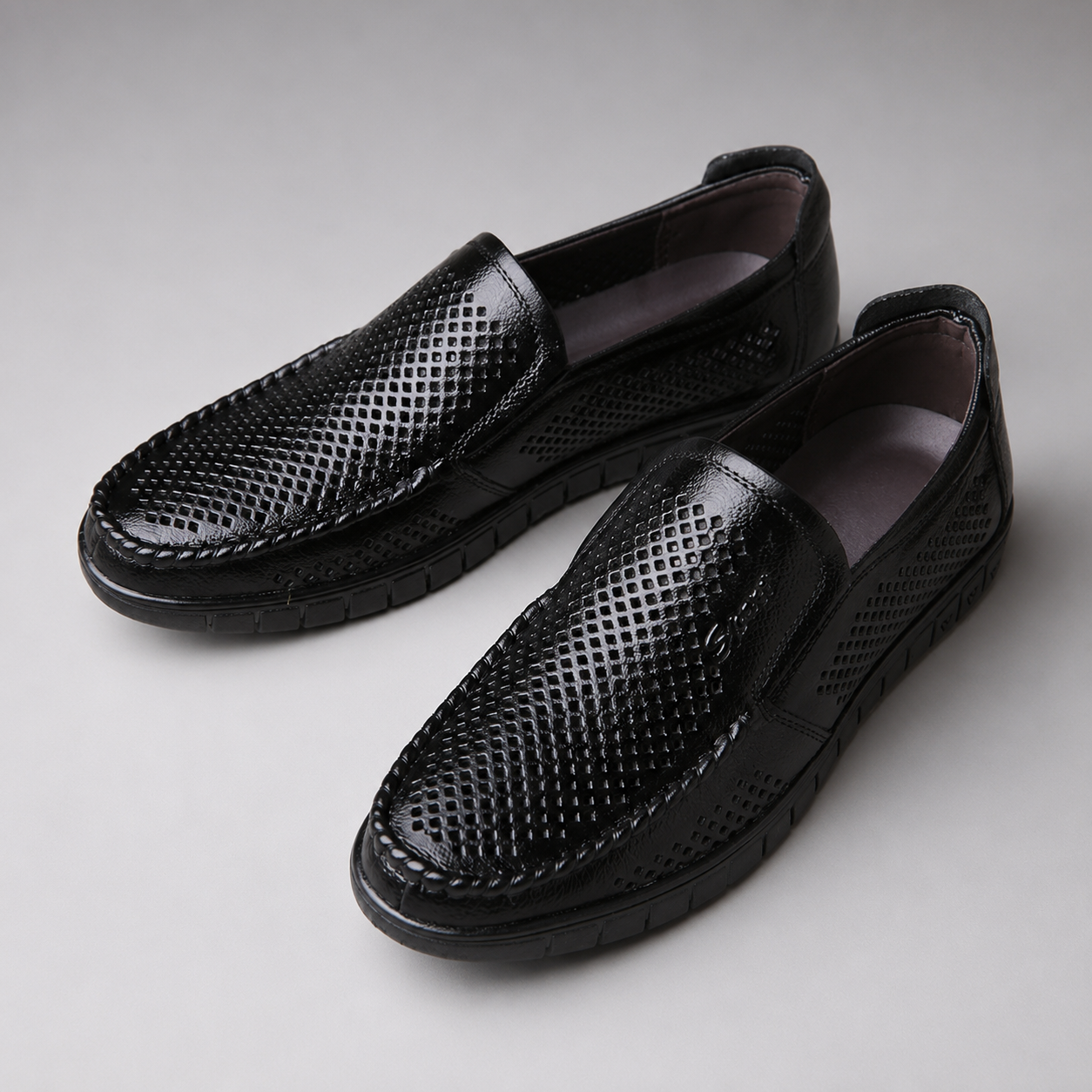 Bennett Men’s Genuine Leather Perforated Slip-On Loafers