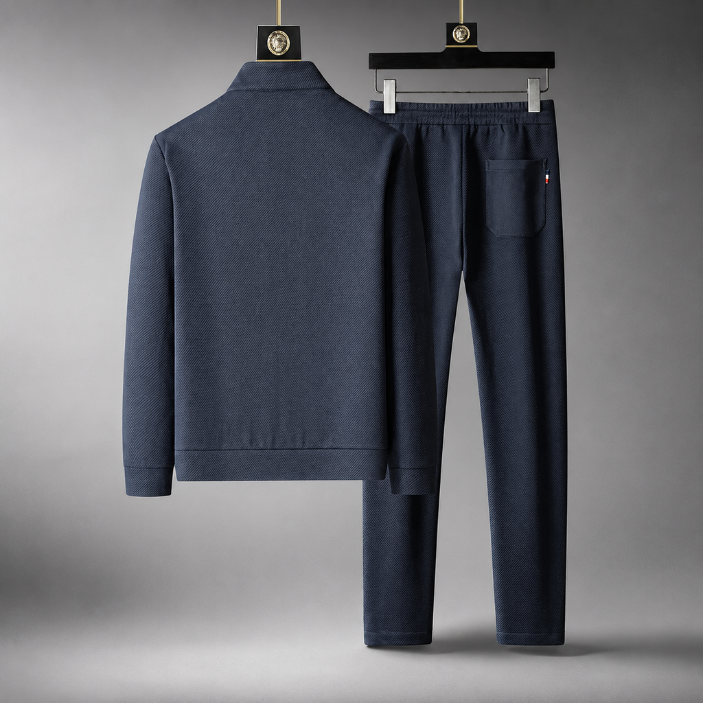 Carter Men’s Two-Piece Textured Tracksuit Set with Full-Zip Jacket