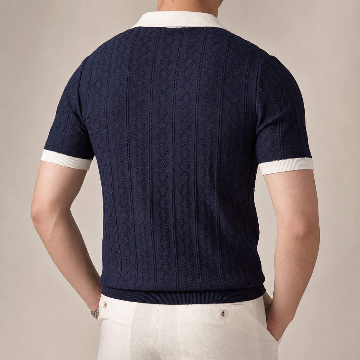 Austin Men’s Cable Knit Polo Shirt